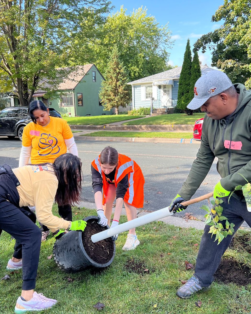 TreeTrust's tweet image. 🌳 Community + Volunteers + Trees = A greener South St. Paul!
When neighbors asked for more boulevard trees, volunteers answered 💪 Together, we planted a diverse mix to replace ash lost to EAB—bringing shade, beauty & resilience back to our streets.
Thank you, volunteers!