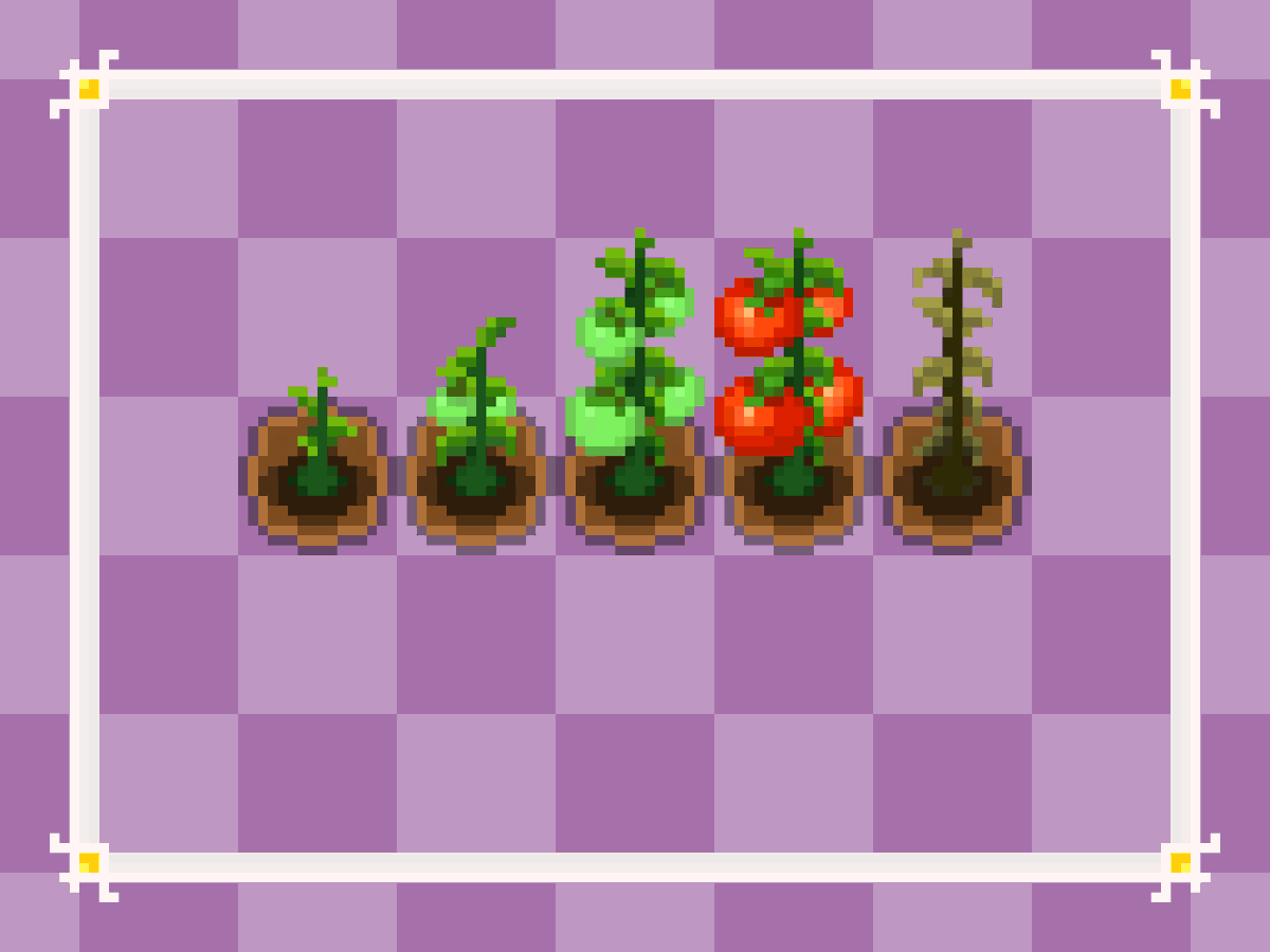 Tomato growth stages.

#pixelart