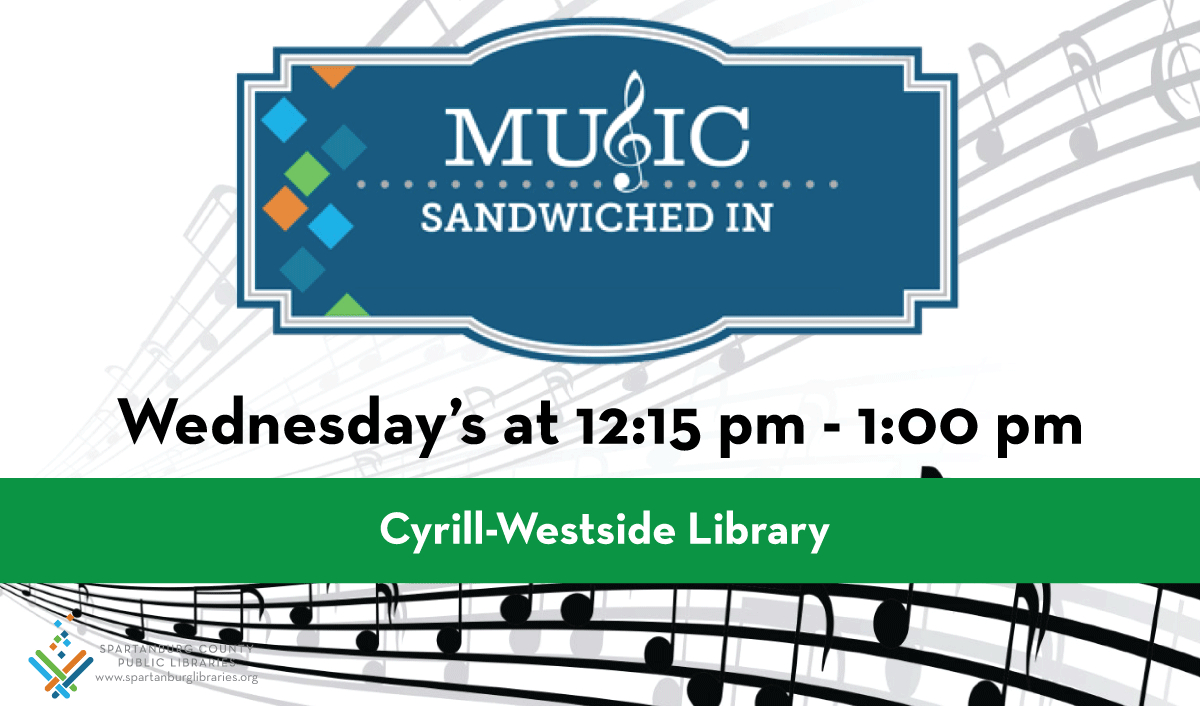 In partnership with the Spartanburg Philharmonic, SCPL is proud to present Music Sandwiched In featuring Orion's Belt on Wednesday, September 24 at the Cyrill Westside Library. Program starts at 12:15 p.m. Tables and chairs are first come, first serve.