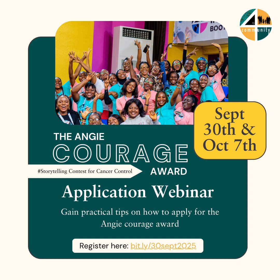Join us next week to learn how to better apply for the Angie Courage Award

Register to get the zoom link 🔗
bit.ly/30sept2025

#4cbyc #angiecourage