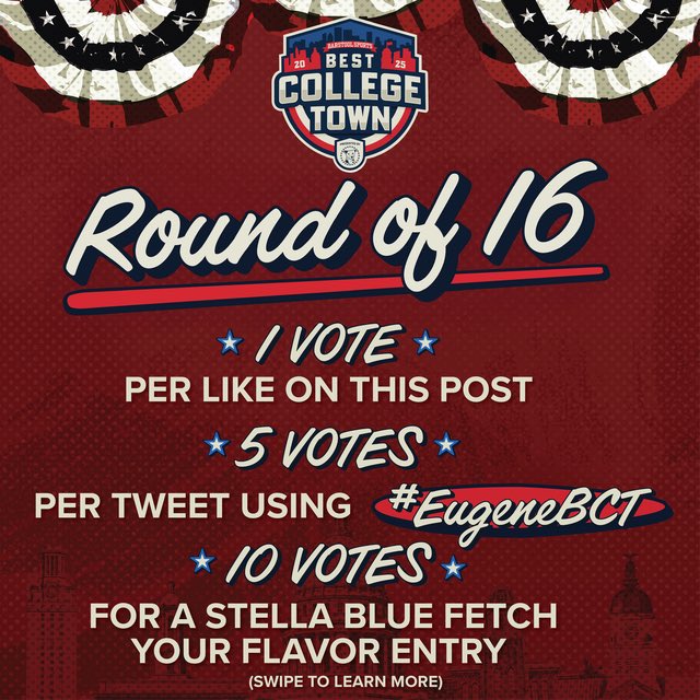 BarstoolDucks's tweet image. 🔥 The Round of 16 is HERE! 🔥
Eugene has made it this far, but we need YOUR vote to keep the run alive 🏆
⏰ Voting closes Thursday at 11:59PM EST
👉 Swipe to see how to vote + enter for a chance to win FREE coffee for a year ☕🎉
#EugeneBCT