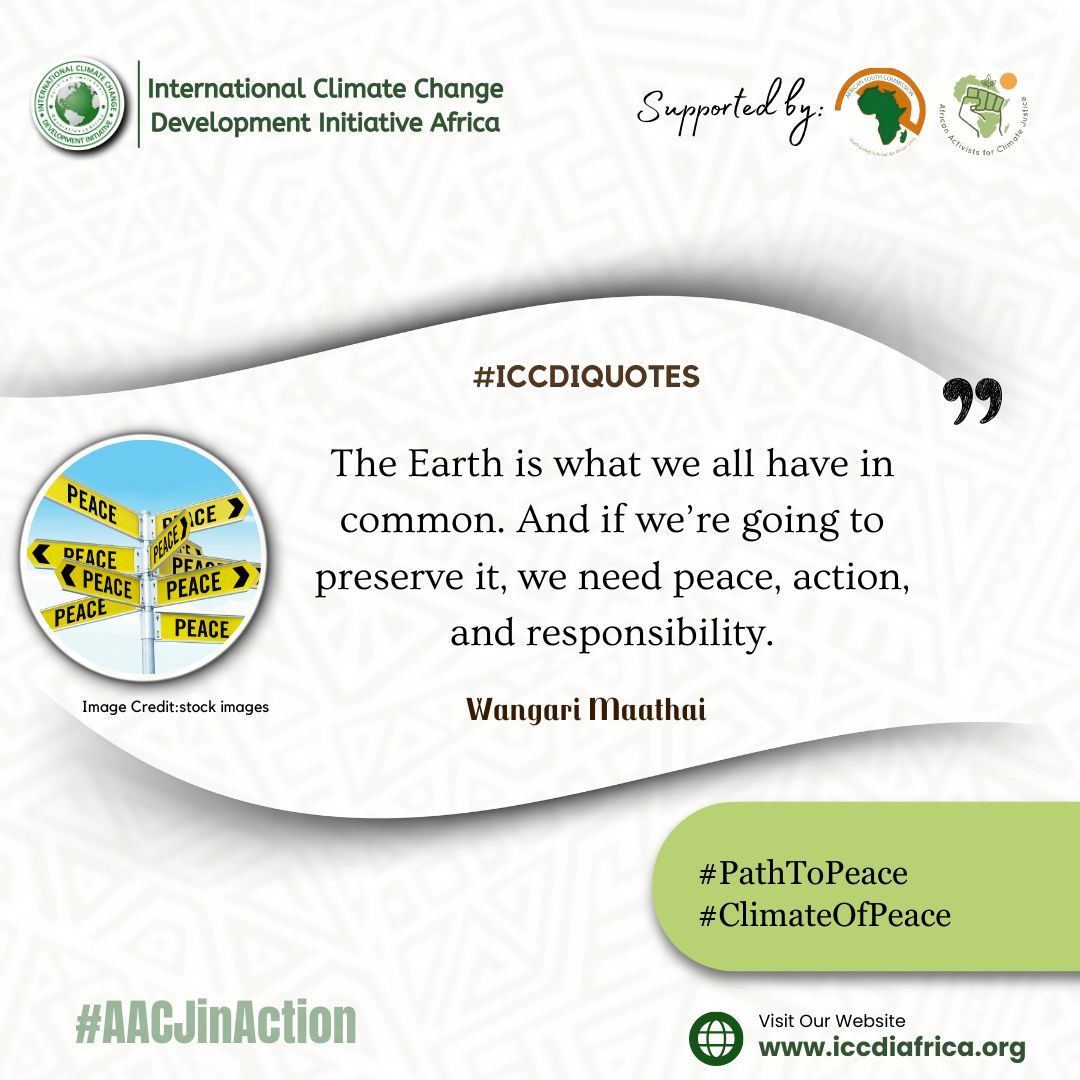 ClimateWed's tweet image. The Earth is what we all have in common. And if we’re going to preserve it, we need peace, action, and responsibility. — Wangari Maathai

#PathToPeace #AACJinAction #ClimateOfPeace