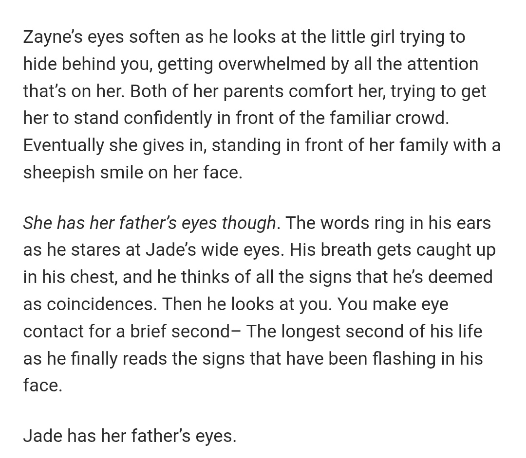 was catching up with the hidden pregnancy fic I am reading, and it just clicked to zayne that the kiddo is his 

oh boi