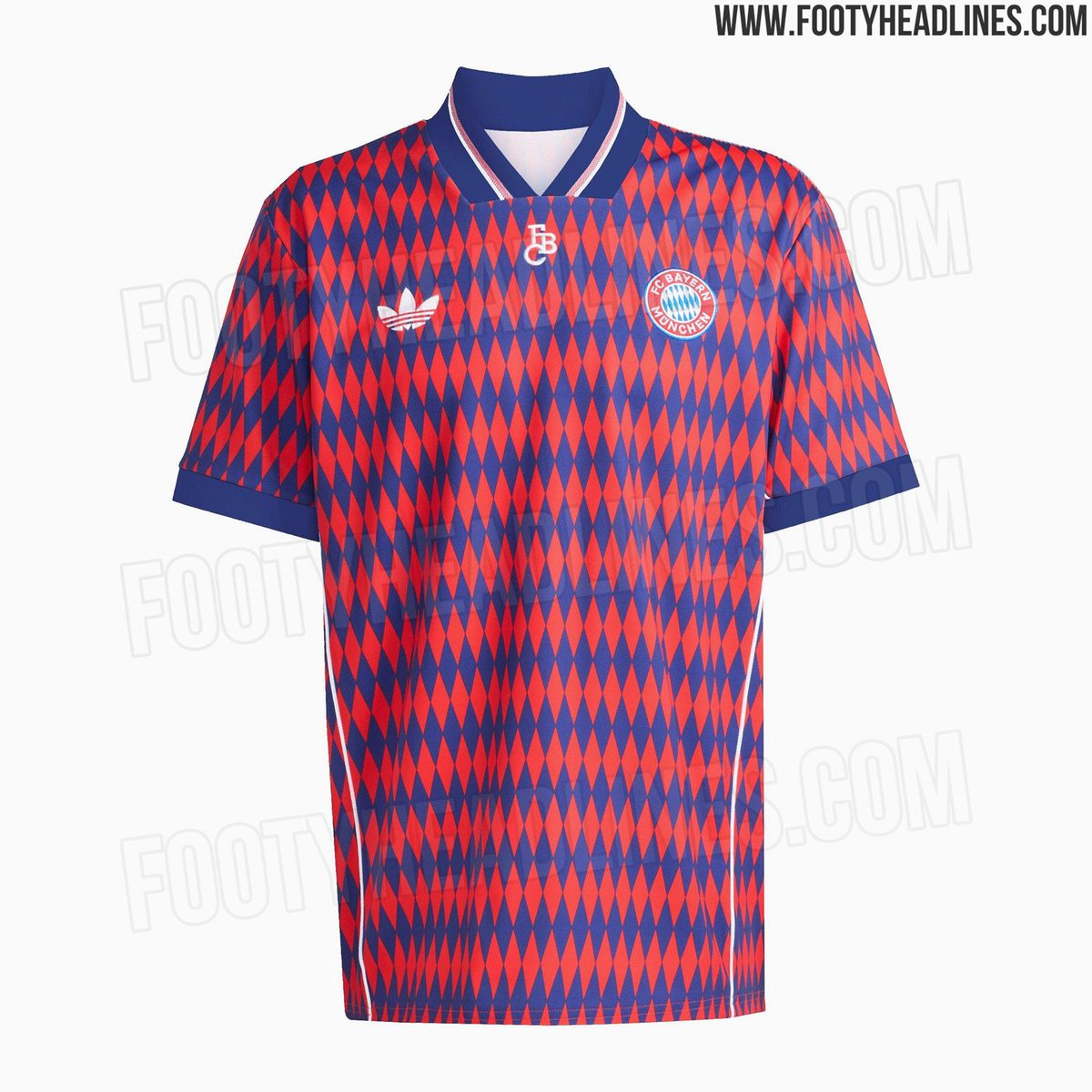 کیت رترو بایرن ۲۰۲۶، با الهام از نشان باشگاه و ورزشگاه آلیانز آرنا. این کیت اواخر ۲۰۲۵/اوایل ۲۰۲۶ در دسترس خواهد بود. [Footy_Headlines]