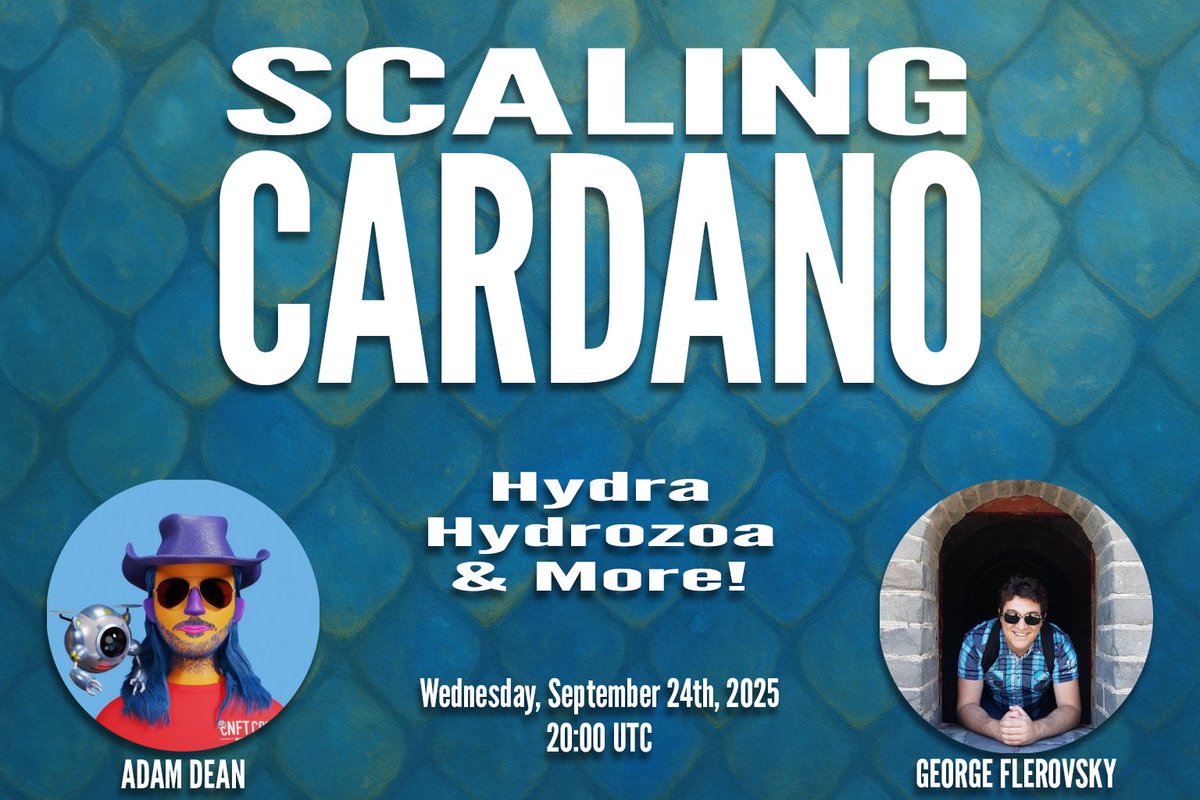 Join myself and <a href="/SwiftlyUnmoving/">George Flerovsky</a> to discuss Scaling Cardano! This wednesday at 20:00 UTC! We'll cover Hydra, Hydrozoa, and more gud teks coming to the Cardano ecosystem!