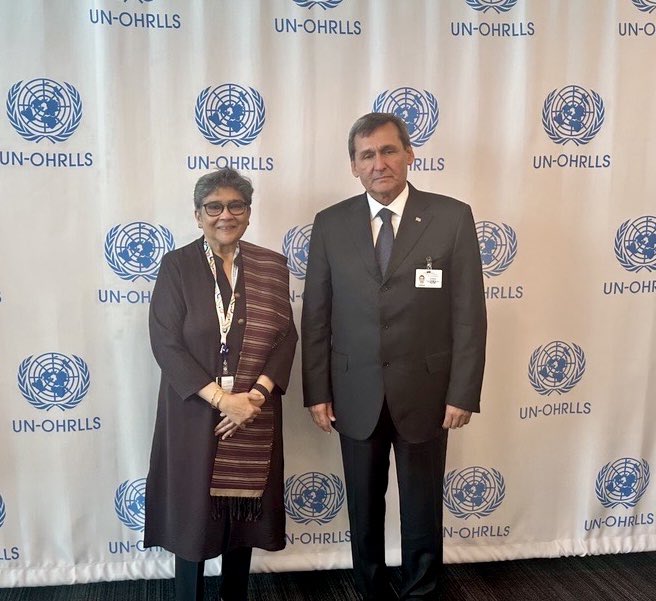 USGRabab_UN's tweet image. An honour to meet with Turkmenistan’s FM Rashid Meredov. I thanked him for Turkmenistan’s dedication &amp;amp; strong leadership at #LLDC3, which resulted in a decade-defining conference. Assured him of @UNOHRLLS’ full support to 🇹🇲 &amp;amp; all #LLDCs as we move to advance the #APoA.