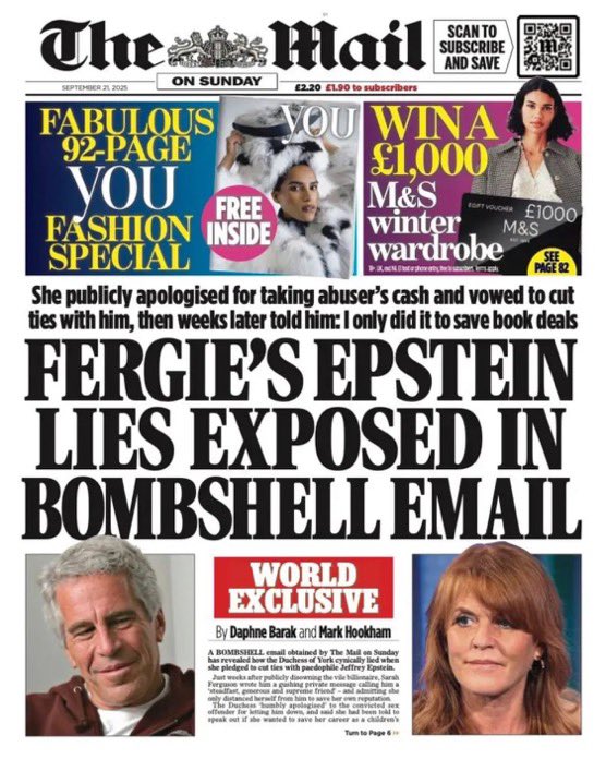 Sarah Ferguson, Duchess of York - another public figure who was a “supreme friend” to “generous” Jeffrey Epstein. The whole thing stinks.
