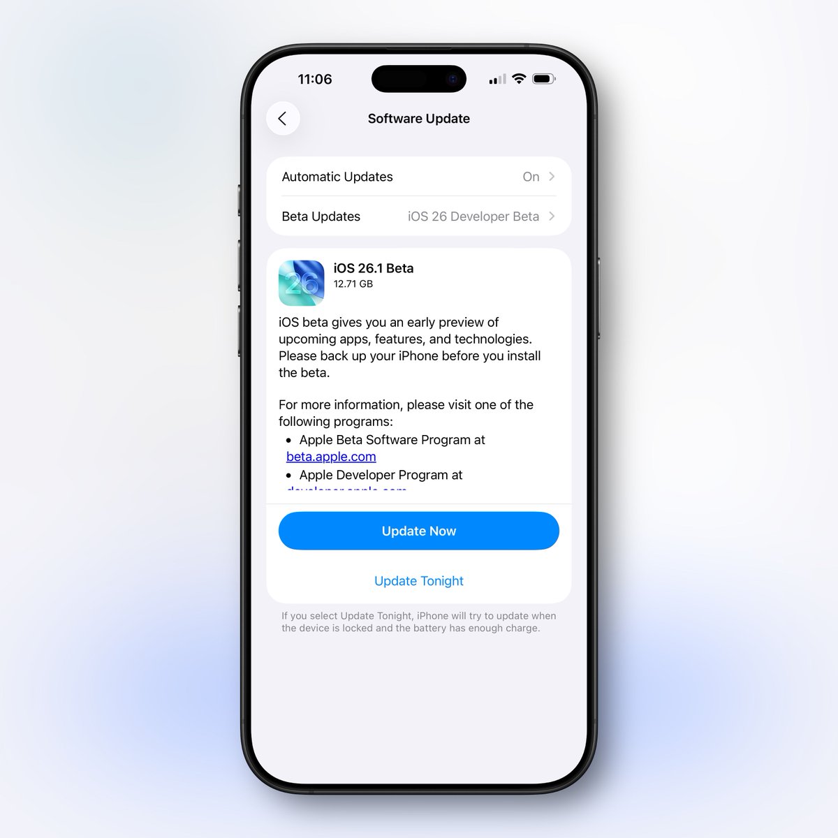 TechBTL's tweet image. Apple has started the newest round of Developer Beta’s with iOS 26.1 and more rolling out now!
