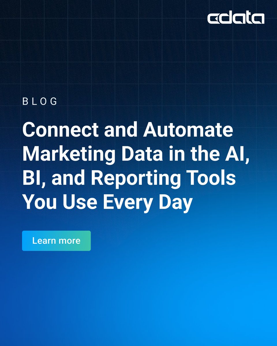 cdatasoftware's tweet image. ⏱️ Marketing data shouldn’t be slow or fragmented.

#CData gives you secure, real-time access to 270+ platforms— #GoogleAnalytics, #Salesforce, #HubSpot, #LinkedIn Ads &amp;amp; more. 

#LiveData No pipelines. No warehouses. Just live, connected insights: bit.ly/46jn7wF