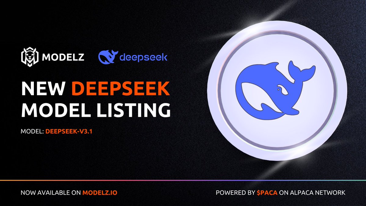 wadz (@wadzhunts) on Twitter photo With the surging popularity in AI agents, there are ample opportunities to create revenue flows. Old infrastructure created rewards the providers rather than creators.
That’s where <a href="/AlpacaNetworkAI/">Alpaca Network</a> is changing the game with that.
Introducing $DeepSeek-V3.1 on BASE
Tokenize and With the surging popularity in AI agents, there are ample opportunities to create revenue flows. Old infrastructure created rewards the providers rather than creators.
That’s where <a href="/AlpacaNetworkAI/">Alpaca Network</a> is changing the game with that.
Introducing $DeepSeek-V3.1 on BASE
Tokenize and