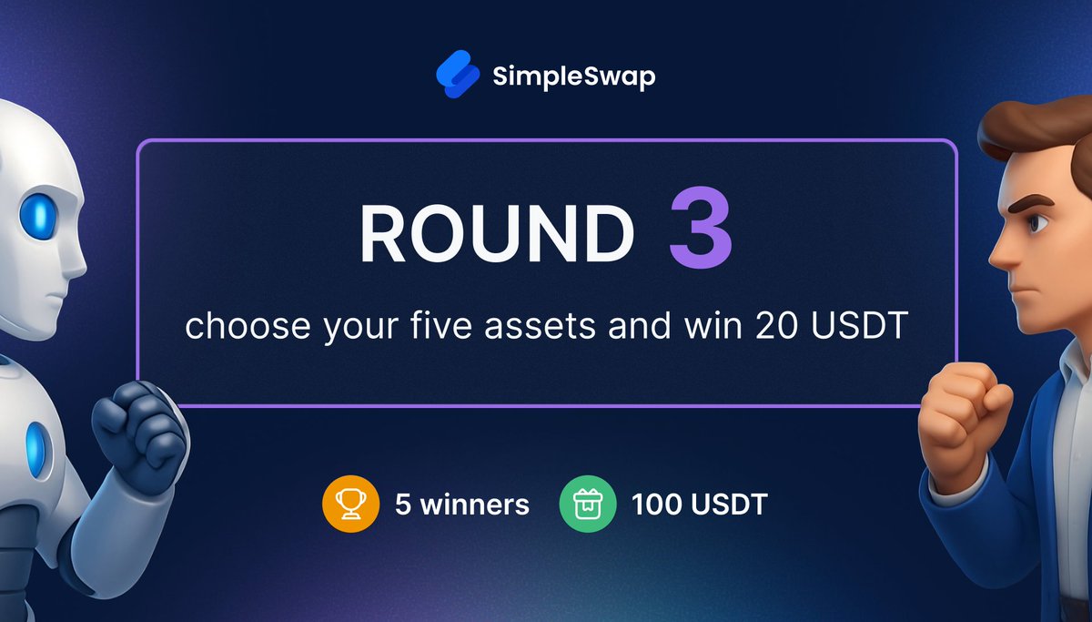 🔥 Portfolio Showdown moves to Round 3

Week 2 is done – results are already up in our posts and on the website: bit.ly/3Vvk8fM

Time to pick the next Community Portfolio 👥
Vote here: simpleswap.typeform.com/cryptoportfolio
📸 Drop a screenshot of your choice in the replies. 5 lucky