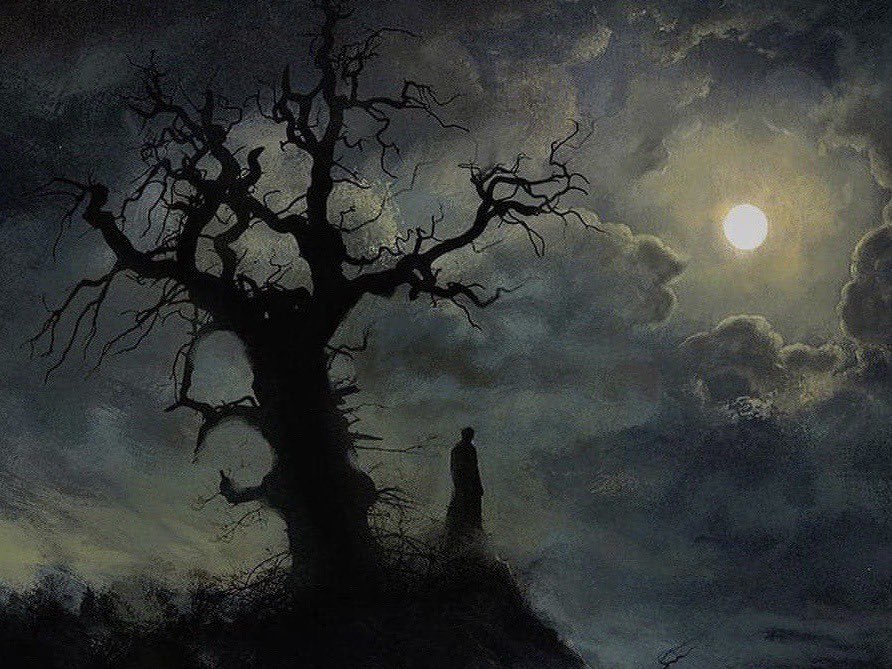 22hrr22min's tweet image. the moon in paintings