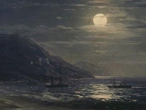 22hrr22min's tweet image. the moon in paintings