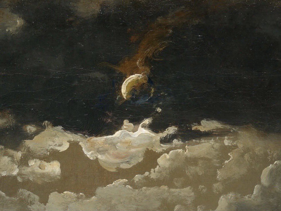 22hrr22min's tweet image. the moon in paintings