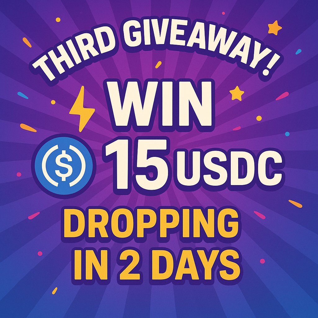 🚀 3rd Giveaway is coming! 🚀

🎁 Prize: 15 USDC 💵
⏳ Dropping in 2 days

Don’t miss it — rules will be the same:
1️⃣ Like ❤️
2️⃣ Follow 👤
3️⃣ Tag a friend + comment “joined” 💬

Winner picked using BTC block hash 🔑
Stay tuned! 💜 #CryptoGiveaway #USDC #Giveaway