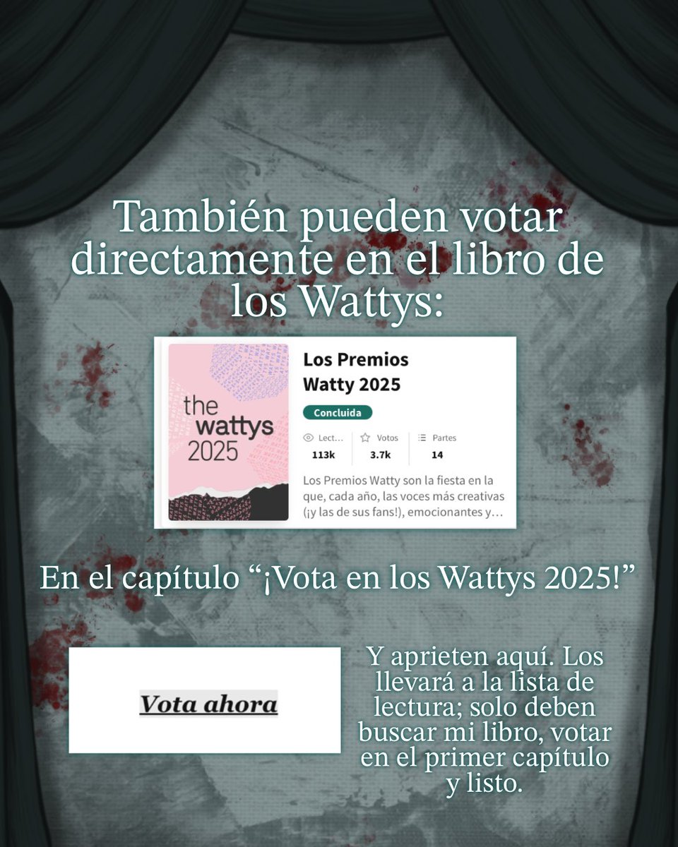 ¡Ya pueden votar por mi libro! 👀✨

Les agradecería muchísimo si me ayudaran votando por mi libro. Es tan simple como votar en uno de los capítulos. ¡No les llevará ni un minuto! 🫂🧡