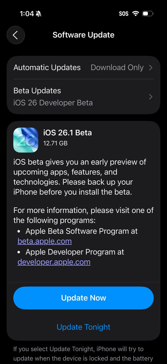 Apple has released iOS 26.1 Developer Beta 1!