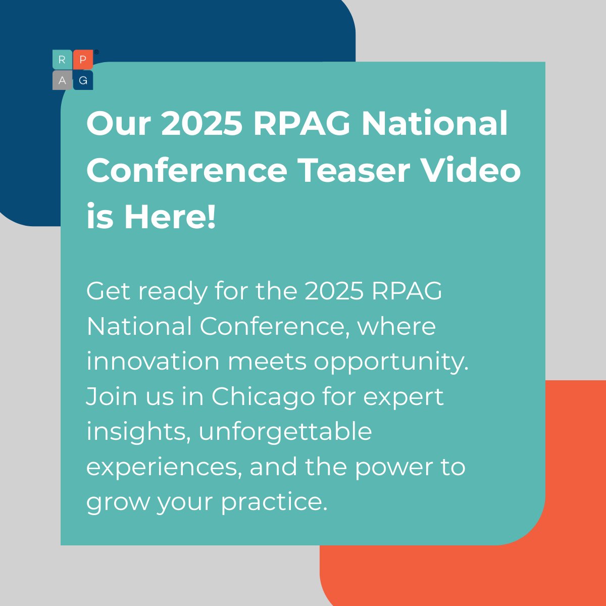 RPAGSupport's tweet photo. 📆The countdown is on, #RPAGNationalConference 2025 kicks off next week in Chicago! We’re ready for three incredible days of insights, #innovation, and connection with our amazing advisor community. ✨#FinancialAdvisors #FiduciarySupport https://t.co/ovGC50AuJS https://t.co/kJRoqFMgvP