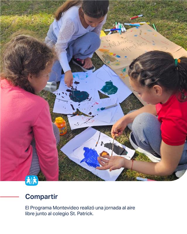 El 17 de septiembre, los niños y las niñas participantes del servicio de Cuidado Alternativo del Programa Montevideo disfrutaron, junto a estudiantes del colegio St. Patrick’s , de una actividad al aire libre en los espacios verdes de Santiago Vázquez.