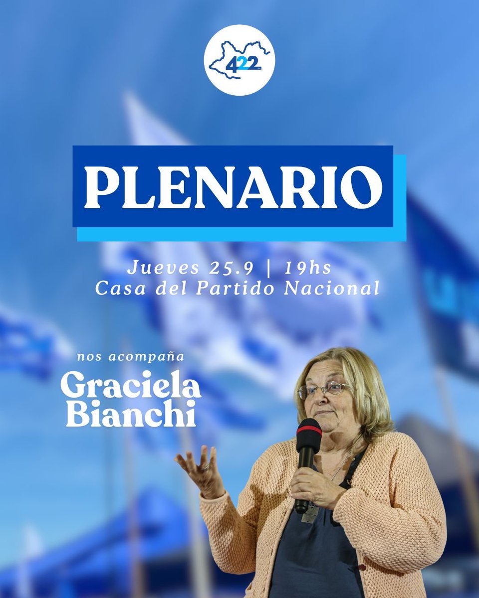 Este Jueves con la barra de la <a href="/422uy/">422 MVD</a> nos reunimos con <a href="/gbianchi404/">Graciela Bianchi</a> a intercambiar sobre el presupuesto y estos primeros meses de gobierno. 
¡Te esperamos!