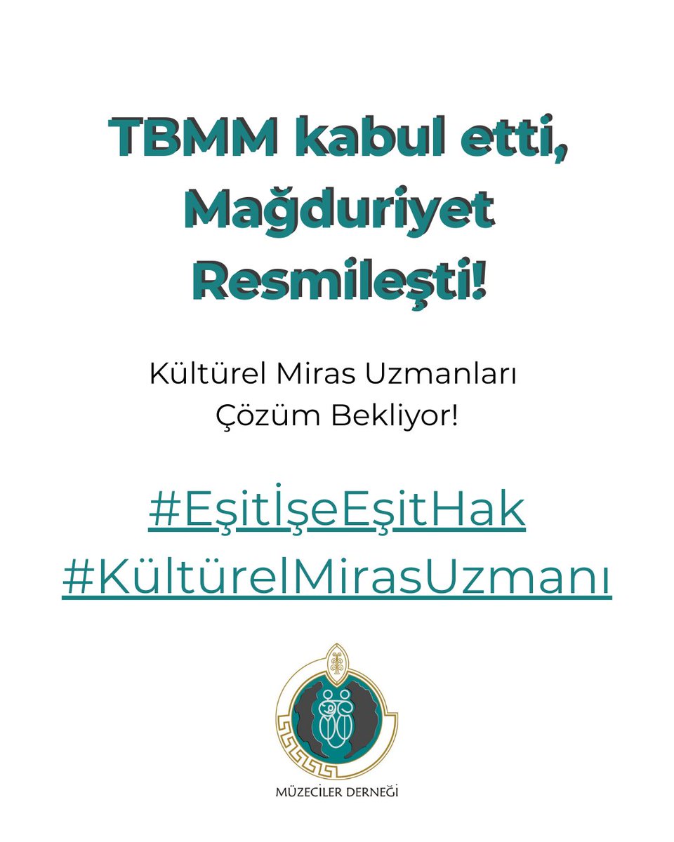 TBMM Dilekçe Komisyonu tarafından mağduriyetleri onaylanan Kültürel Miras Uzmanları çözüm bekliyor. Eşit işe eşit hak talep ediyor!
#KültürelMirasUzmanı
#EşitİşeEşitHak