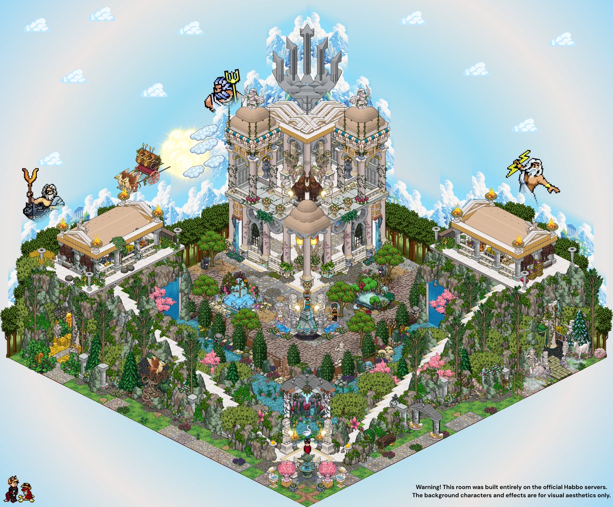 Olympus is leaving Habbo for a while…  This is my last build for this month theme🏛️✨
Thanks <a href="/Habbo/">Habbo</a>  september was really great for us! 🙏
I hope my room designs were able to give this campaign the attention it deserved. 🎨💡   
 🎃👻 Now it’s time for HabboWeen and I’m waiting!