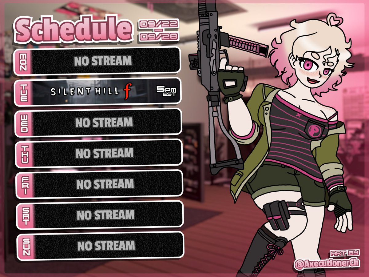 i figured out an easy way to make schedules, so im gonna start doing em again! here's the one for this week