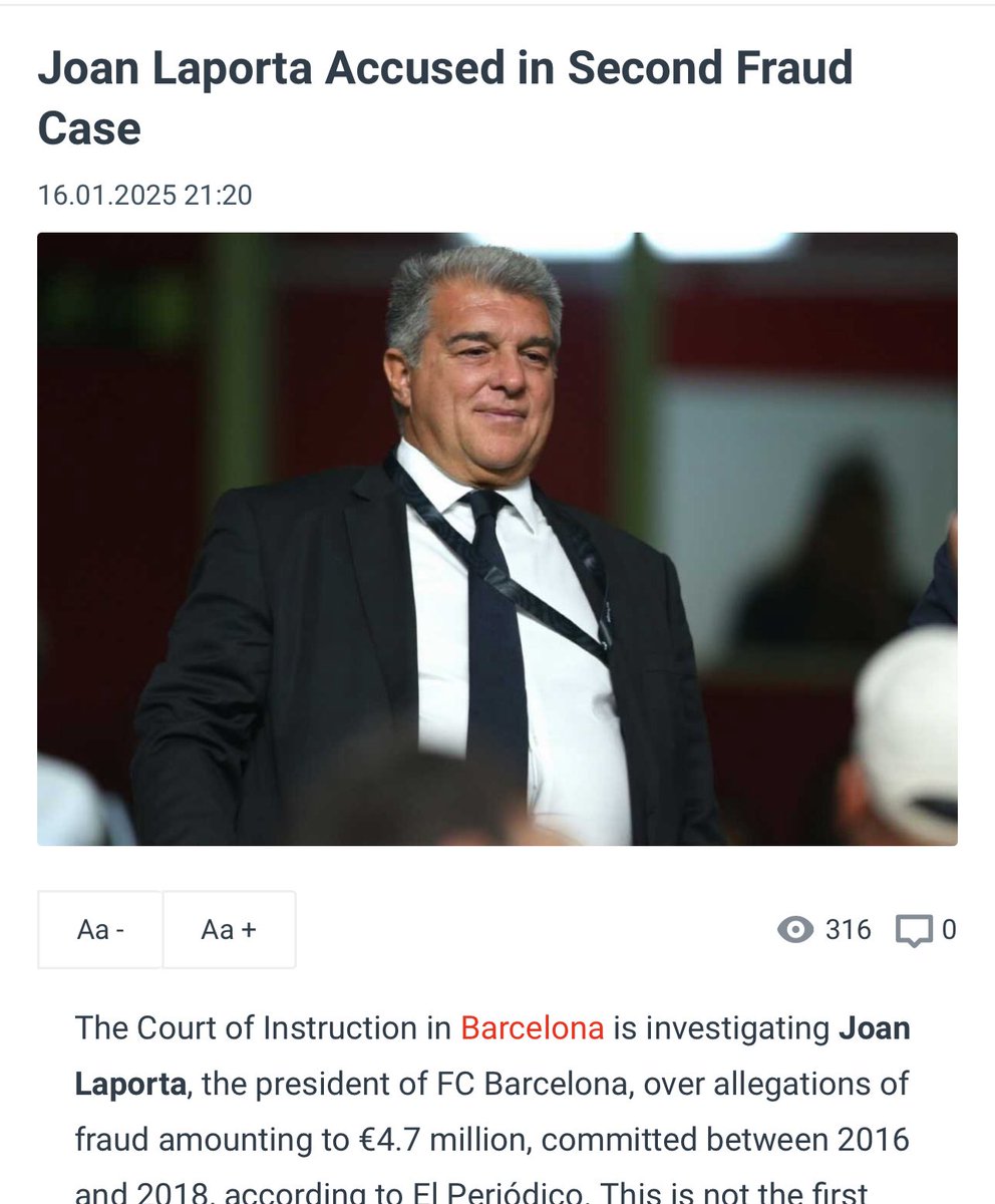MADRID (@madridnewsspot) on Twitter photo <a href="/mundodeportivo/">Mundo Deportivo</a> <a href="/martinezferran/">Ferran Martínez</a> Coming from someone who quadrupled the amount paid to active referee head and is being investigated for that. 
The same guy who were booed by barca fans in Camp nou because his brother in law was in franco institute against catalan cause he proclaim to be part of.
The same guy <a href="/mundodeportivo/">Mundo Deportivo</a> <a href="/martinezferran/">Ferran Martínez</a> Coming from someone who quadrupled the amount paid to active referee head and is being investigated for that. 
The same guy who were booed by barca fans in Camp nou because his brother in law was in franco institute against catalan cause he proclaim to be part of.
The same guy
