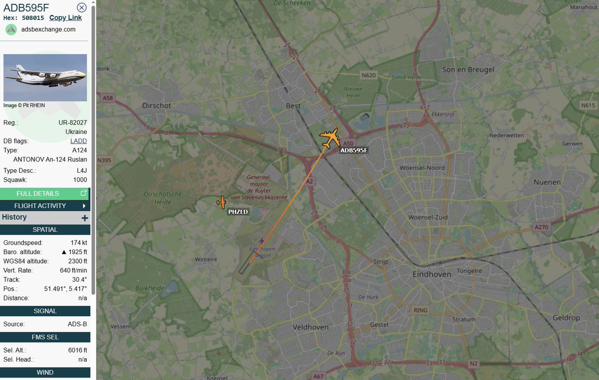 🇺🇦 Antonov Airlines  An-124 UR-82027 as flight #ADB595F departure runway 03 Eindhoven -- &gt; Leipzig 

#NLspot #Garden