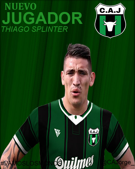 Club Atlético Jorge ⭐⭐ (@cajorge_) on Twitter photo BIENVENIDO THIAGO SPLINTER
Conocido por no tener sueño a la noche, el nuevo representante de la verdinegra viene para brindarnos su magia en la delantera, será parte de <a href="/LigaIESLA/">Liga Internacional Española Latina ⚽🎮</a> y <a href="/LigaAEU/">ᴀᴇᴜ / LA LIGA MÁS URUGUAYA</a> BIENVENIDO THIAGO SPLINTER
Conocido por no tener sueño a la noche, el nuevo representante de la verdinegra viene para brindarnos su magia en la delantera, será parte de <a href="/LigaIESLA/">Liga Internacional Española Latina ⚽🎮</a> y <a href="/LigaAEU/">ᴀᴇᴜ / LA LIGA MÁS URUGUAYA</a>