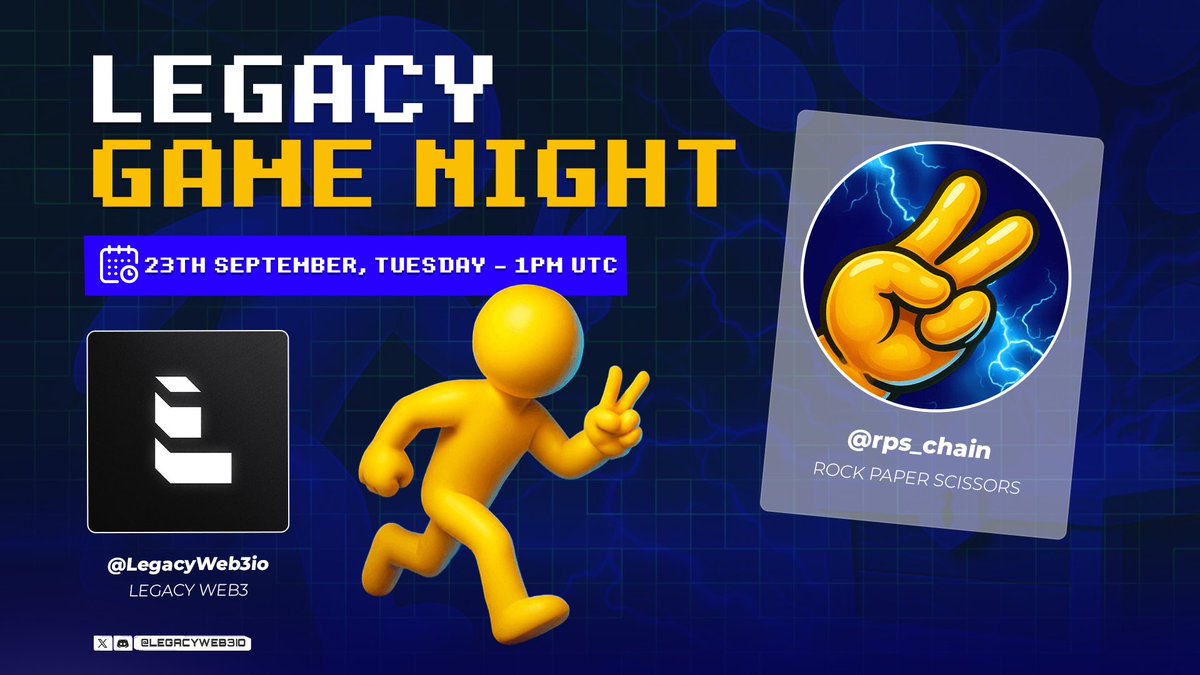 LegacyWeb3io's tweet image. LegacyWeb3 is excited to team up with @rps_chain for an Epic Game Night Event 🎮

Simply win matches, earn bonus points and fuse NFTs to climb the leaderboard. 

Every move is recorded on-chain. 100% fair gameplay, let’s see who dominates the game arena in LegacyWeb3.

📆 23th…