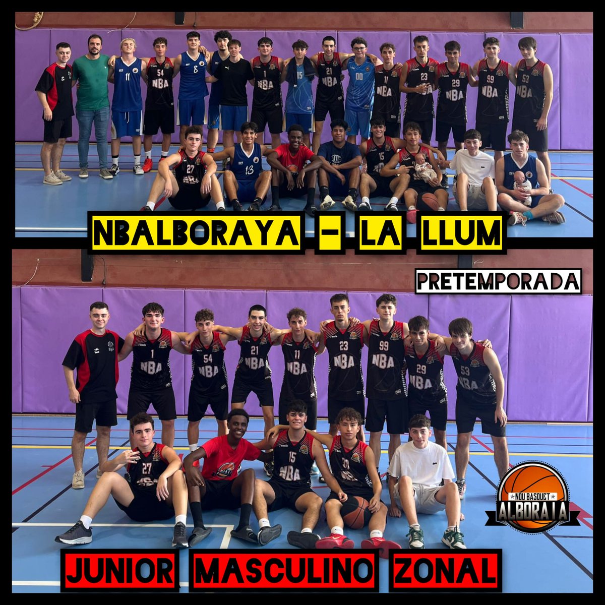 NBAlboraya's tweet photo. 🏀 ¡El equipo junior masculino zonal sigue sumando minutos en esta pretemporada!
📸 Partido frente a @lallumbc
💪 Buenas sensaciones y mucho margen de crecimiento.
❤️🖤 1, 2, 3 ¡Alboraya!
#NBAlboraya #JuniorNBA #PretemporadaNBA #BasketEnMarcha
@ayto_alboraya https://t.co/nQmcStFiCd