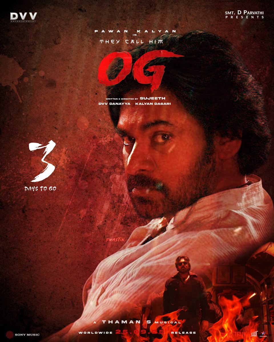SwastikTheGame1's tweet image. #TheyCallHimOG Poster Work 🔥 

3 Days To Go For OG&apos;s Grand Arrival 🗿🔥⚰️

 #OG @DVVMovies @Sujeethsign @MusicThaman #OGPreReleaseEvent