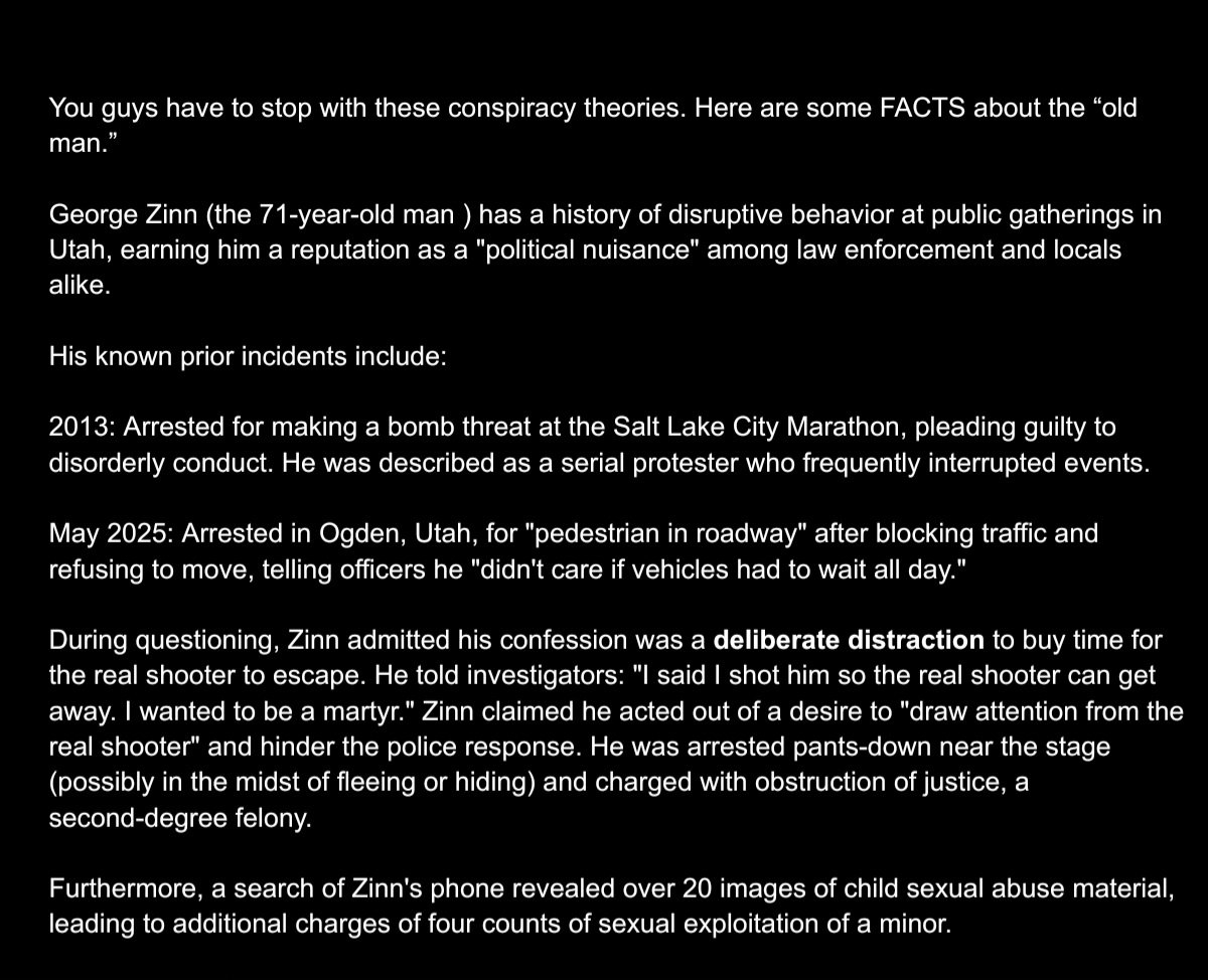 Im seeing a lot of conspiracy theories on this platform re: the day of Charlie's assassination. Especially regarding Mr Zinn, a character known for making false police reports and being deliberately disruptive. I don't have a blue stain this time, so I screenshot my work.