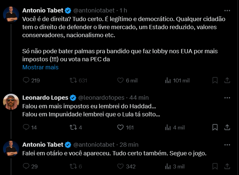 Finge imparcialidade e tolerância até você citar o político de estimação dele. Me bloqueou por isto...rs