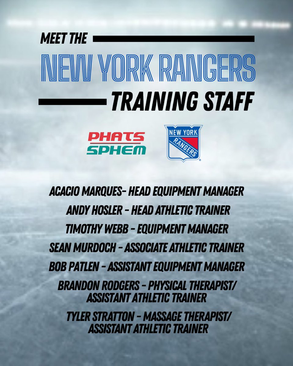 PHATS_SPHEM's tweet image. New York is the city that never sleeps - and neither does their Training Staff! 😉 The @NYRangers are working around the clock to prepare for the upcoming 2025/26 @NHL season - let’s meet their PHATS/SPHEM crew! 

#newyork #nyc #rangers #nyr #newyorkrangers #nhl #hockey