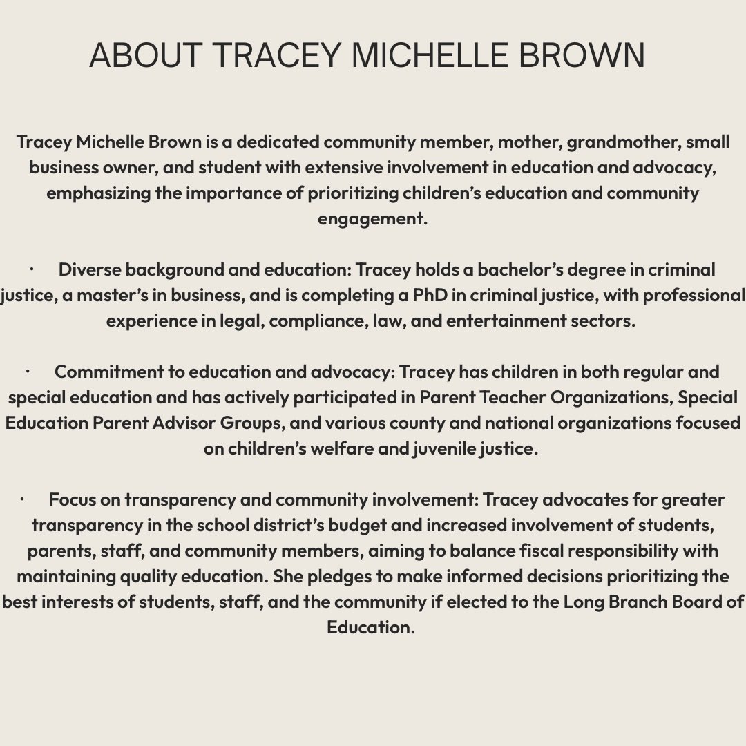 Long Branch Board of Education Candidate…vote Line #7