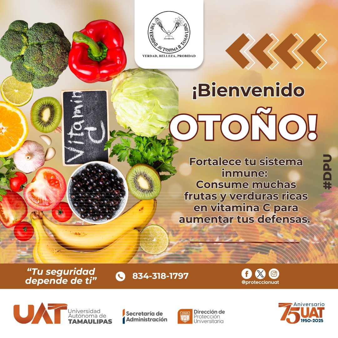 ProteccionUAT's tweet photo. ¡Hola, #otoño! 
¡toca cuidarse más que nunca! 
Este #otono2025 , cuida tus defensas y vive la temporada al 100 

#CulturaDePrevención #DPU #PCUAT #FamiliaUAT #UATmx #SerUAT #InspiraYTransforma https://t.co/uwwMAD1E33
