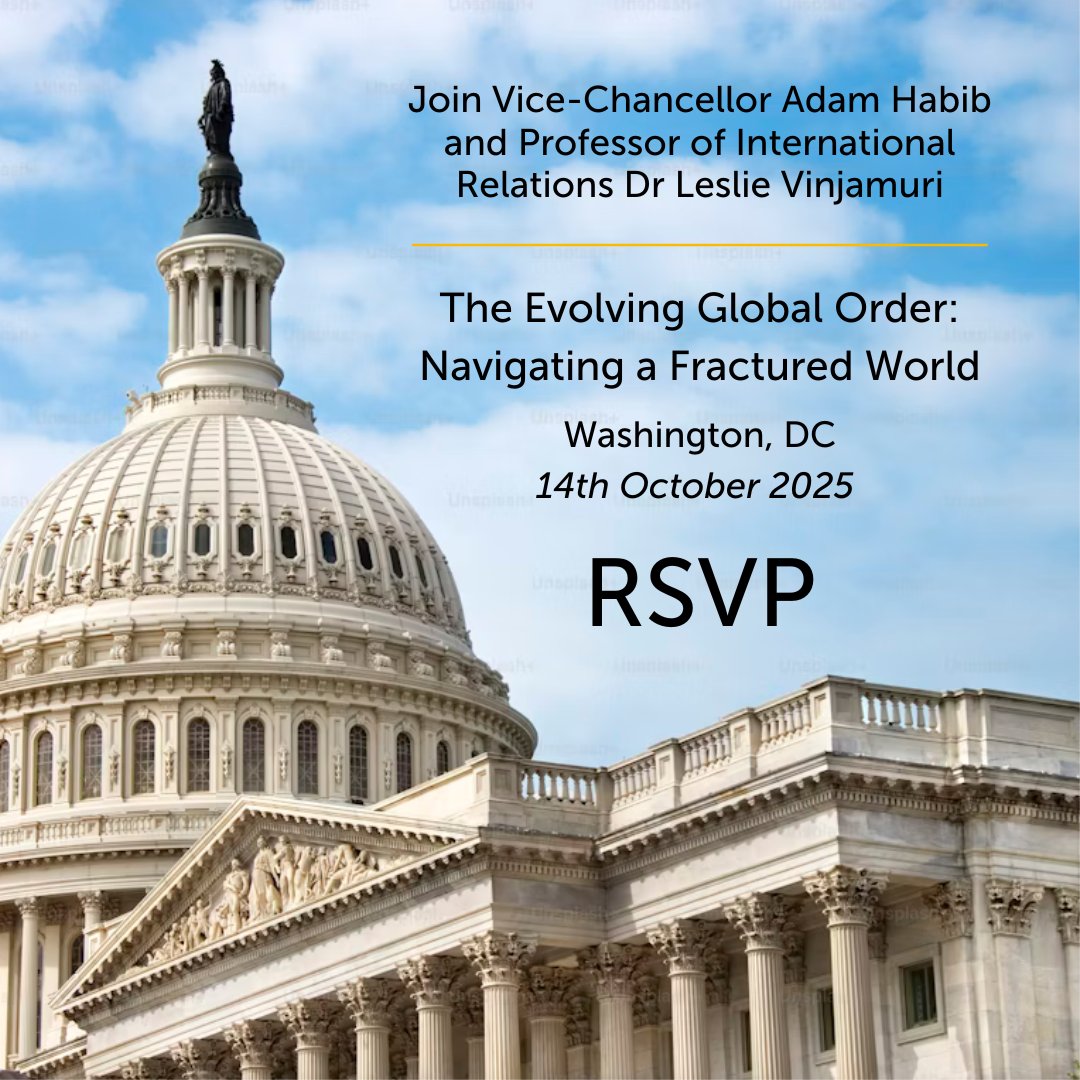 SOASalumni's tweet image. Alumni in Washington - join us for “The Evolving Global Order: Navigating a Fractured World”.
Led by Professor of International Relations Leslie Vinjamuri, the panel will delve into the forces reshaping our world. Followed by Q&A and alumni reception.
👉soas.ac.uk/about/event/so…