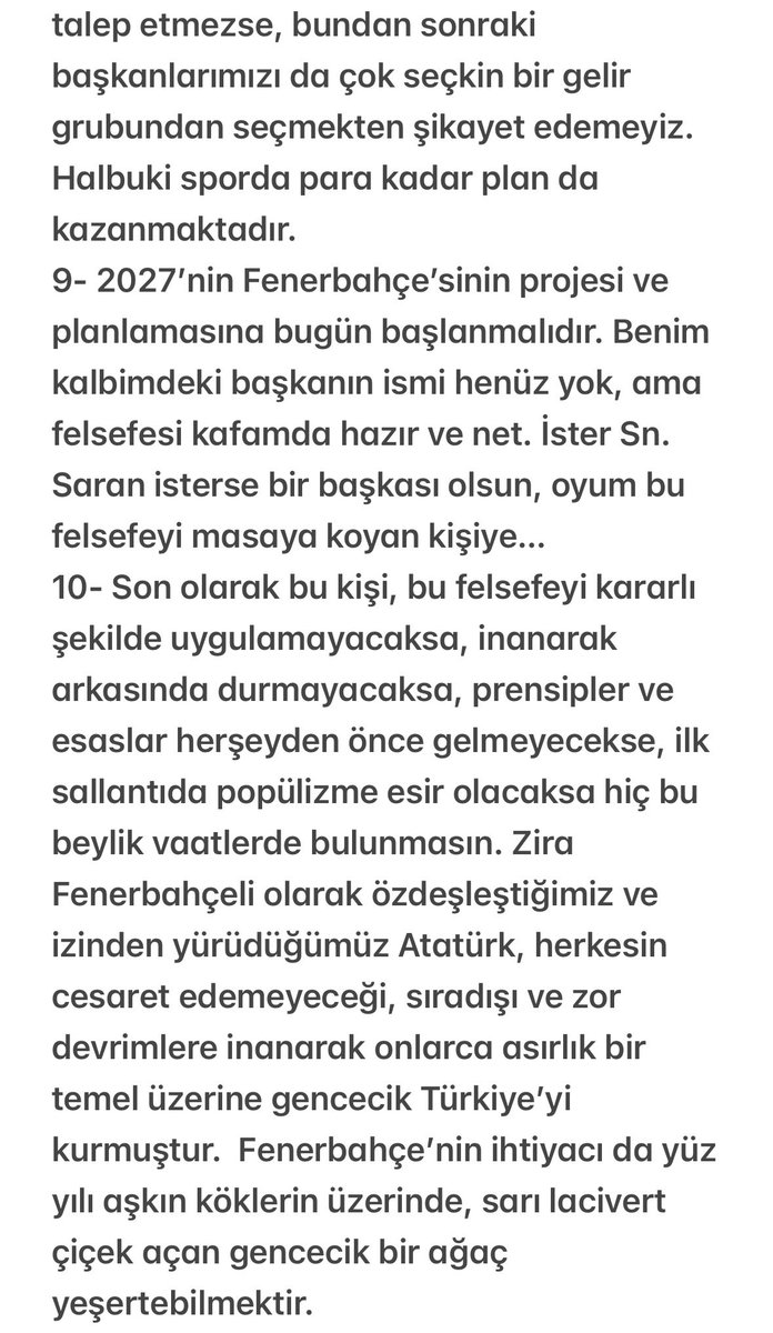 AlperPirsen's tweet photo. Her şeyden önce maddi manevi çok şey vererek 7 yılını Fenerbahçe’mize adayan Sn. Ali Koç ve yönetimdeki arkadaşlarımıza teşekkür ederim.
Seçilen başkanımız Sn. Saadettin Saran ve ekibine gönülden tebrikler ve başarılar. 
Fenerbahçemiz’in yarınları için kendimce şunları not aldım: https://t.co/mnwXdH960n
