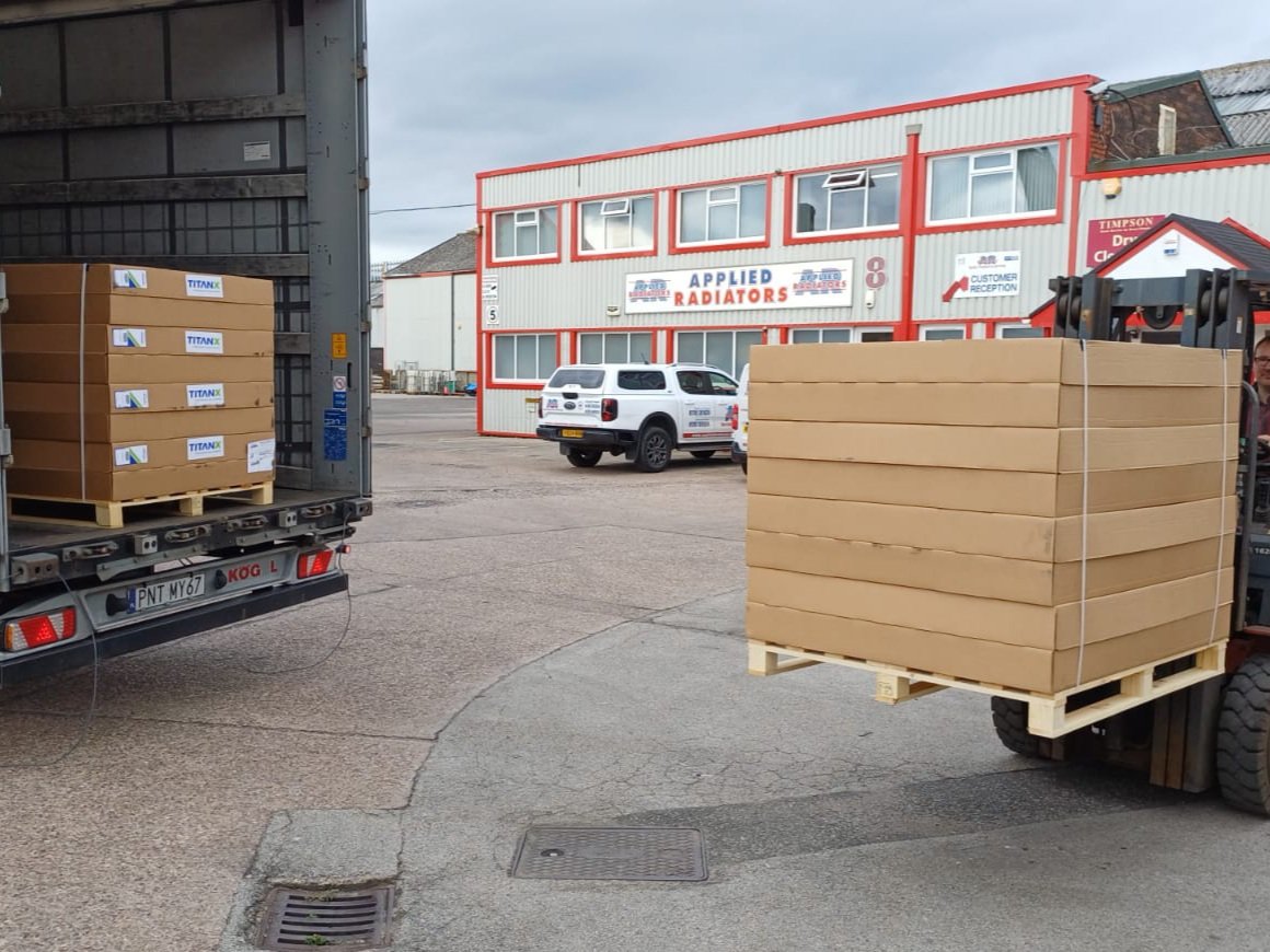 AppliedRads's tweet photo. A welcome delivery of the TitanX Engine Cooling product range has arrived, boosting our commercial vehicle radiator &amp; intercooler stock.

If you need a quote on engine cooling products for a truck in your fleet, get in touch today. https://t.co/D0Zh1sqvFD