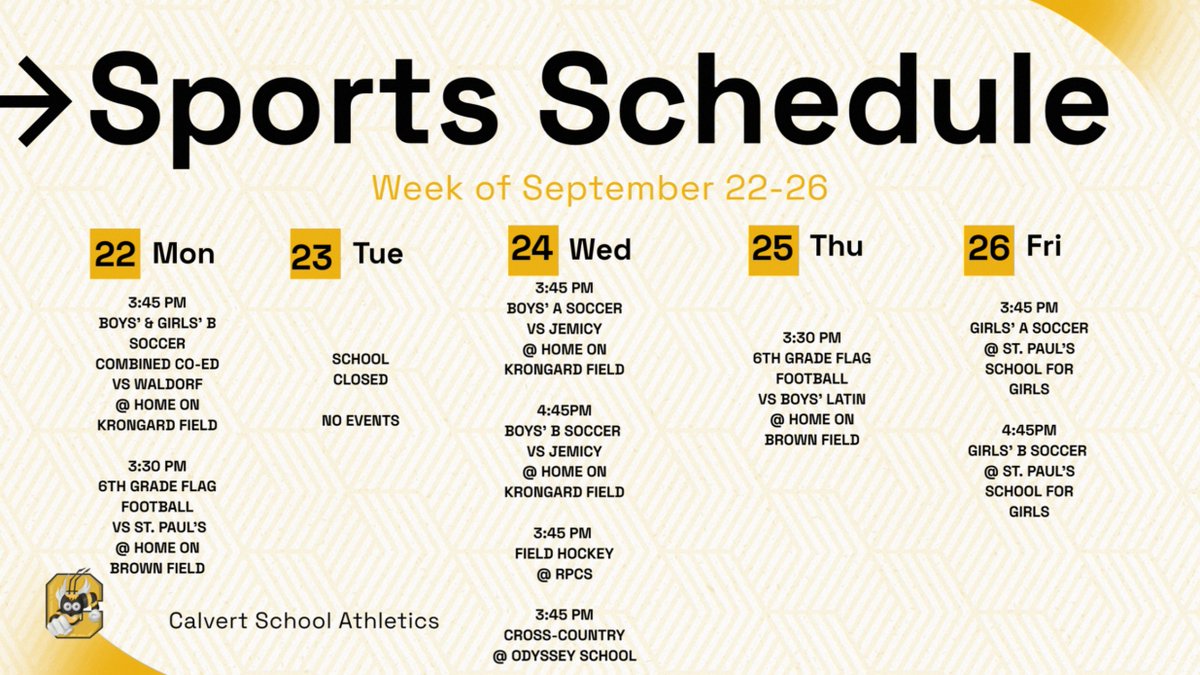Calvert School Athletics (@cs_mightybees) on Twitter photo 
