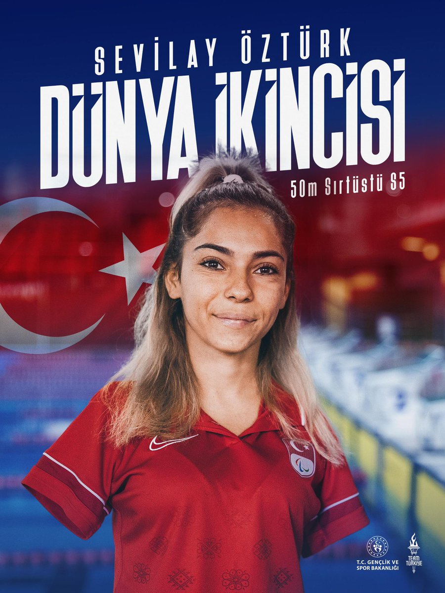 Dünya Para Yüzme Şampiyonası’nda kadınlar 50m sırtüstünde gümüş madalya elde eden milli sporcumuz Sevilay Öztürk'ü kutluyorum.🥈🇹🇷👏🏻