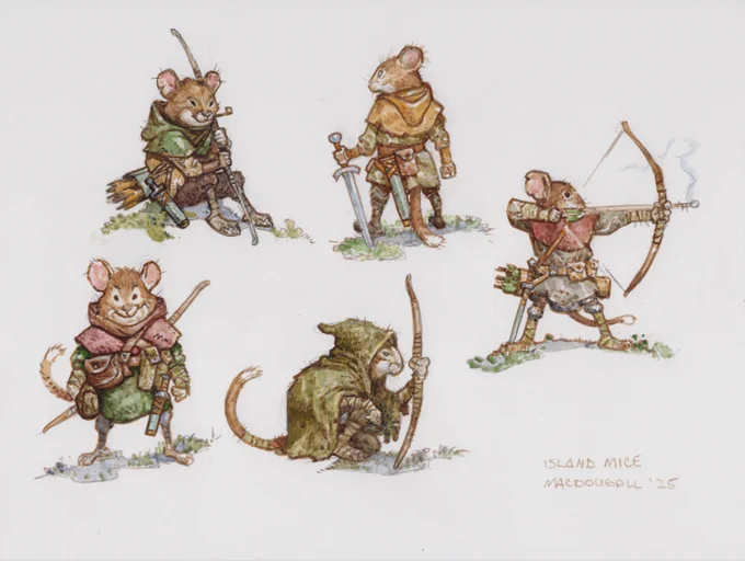 Island Mice. Character concept work for the third Gwelf book. Work continues. More soon.