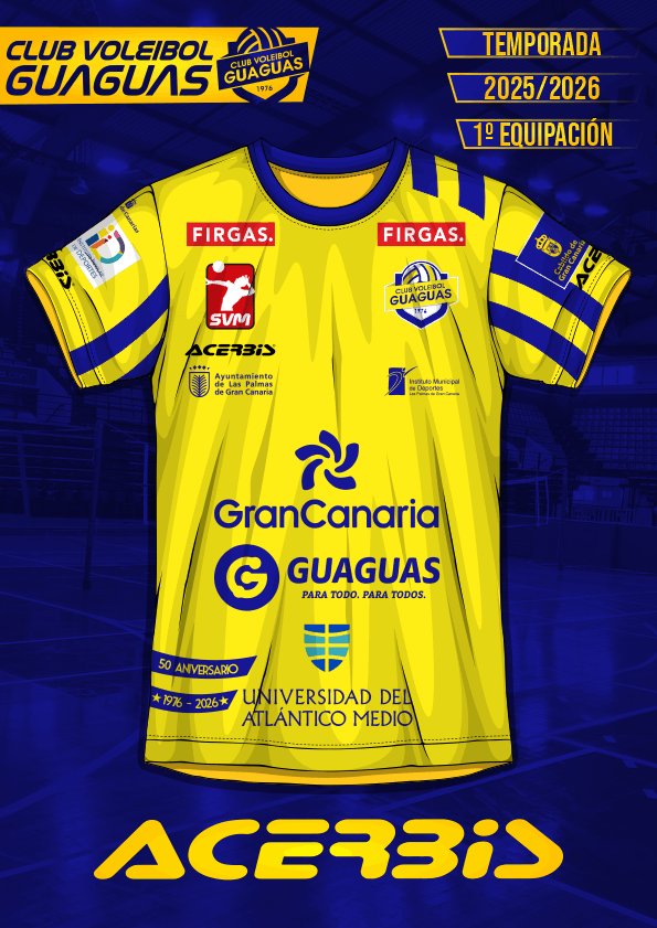 voleyguaguas's tweet photo. Aprovechando el Torneo Internacional de la Isla de la Gomera, el @cvguaguas presentaba sus nuevas camisetas para la presente temporada.

No hay mejor manera para celebrar nuestro segundo aniversario en las redes que subir la #Casacas del 50 Aniversario. https://t.co/VdKoBv3WHf