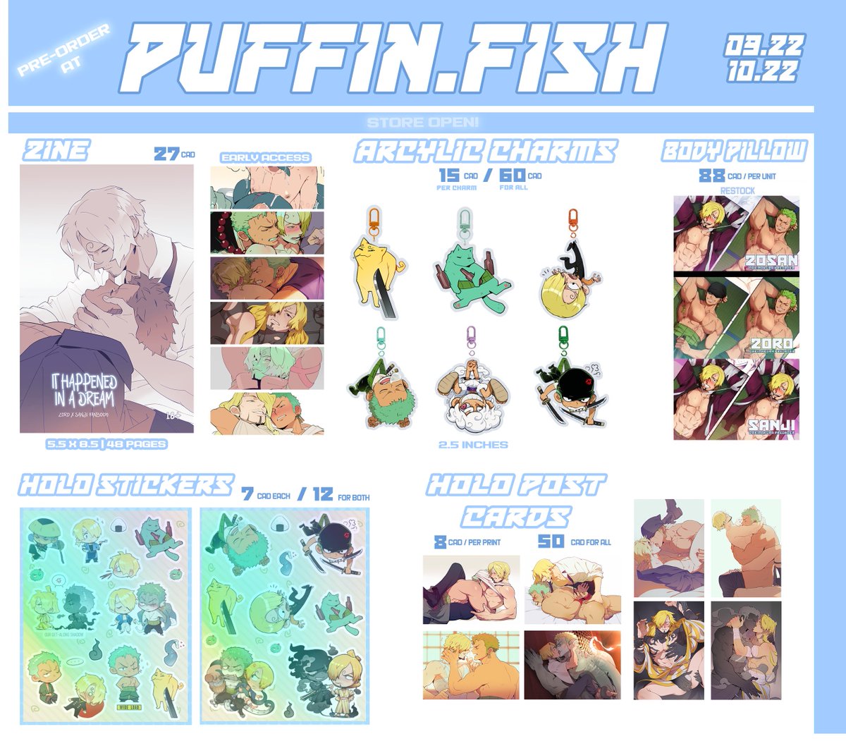 Reposts and likes appreciated ❤️

🍁Openning shop, Also doing a give-away as well. Ends when preorders close (10/22/2025)🍁

- Comment which item you want
- Picking 2 winners
- If you ordered already, I'll refund chosen item and send your item free!

#zosan #ゾロサン🕒⚔️