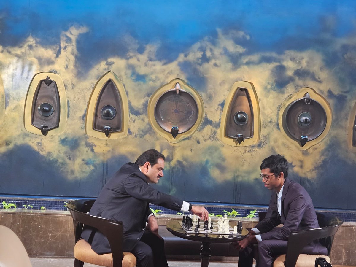 Rameshchess's tweet photo. Heartfelt thanks and gratitude to @gautam_adani Sir and @AdaniOnline Adani group for supporting @rpraggnachess wholeheartedly and for the care and attention last few years. Mr.Adani never fails to respond to Pragg despite his commitments and always has words of support and encouragement after every tournament irrespective of the outcome. 
He spent more than two hours with Pragg, his mother and myself along with his family  at his home and we had lunch together. A memorable day.