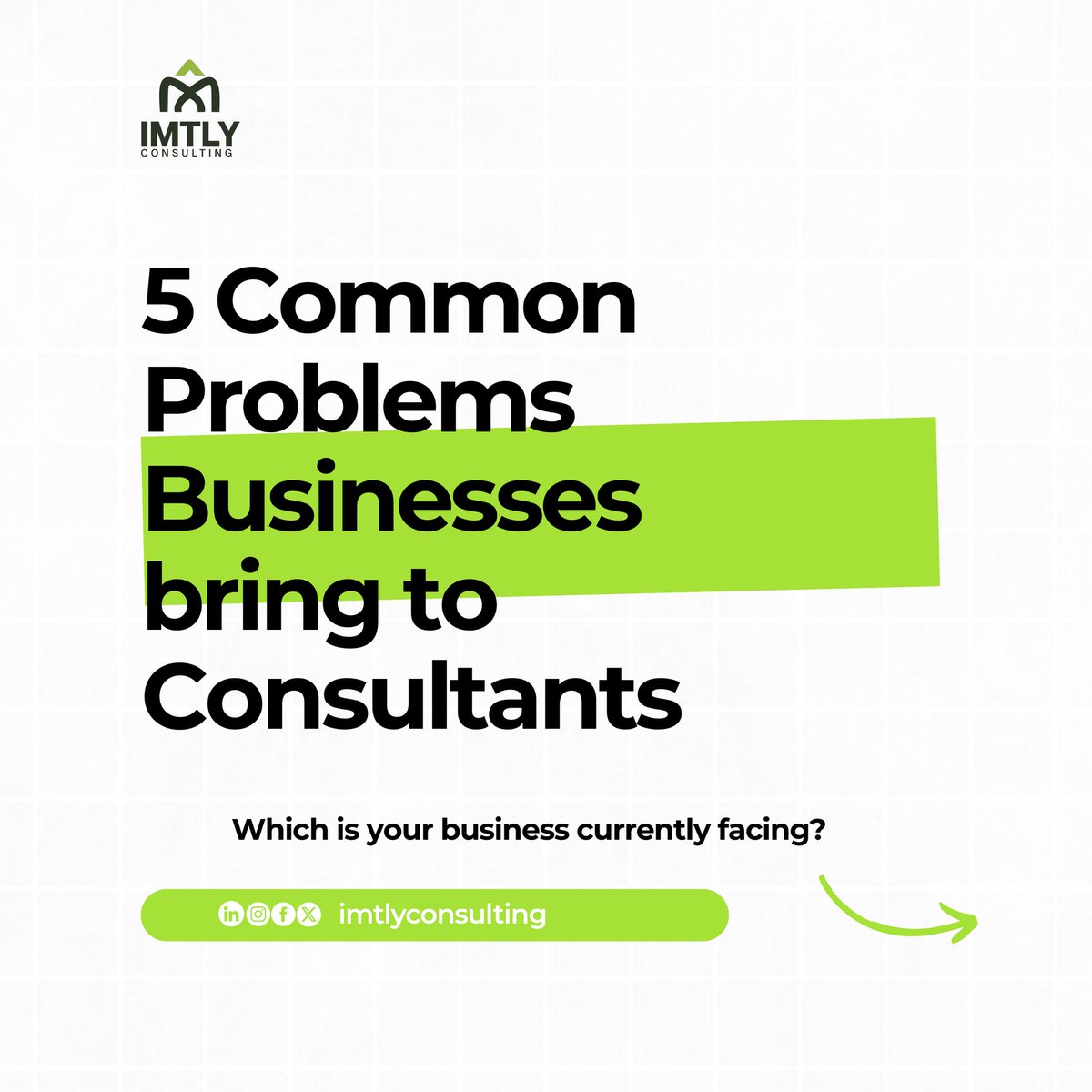 imtly_llc's tweet image. As business consultants, there are conversations which we are open to having everyday and they are centered around turning complex problemd into clear strategies that drive measurable results. 

Which of these challenges sounds familiar to your business? 

#IMTLY #IMTLYConsulting