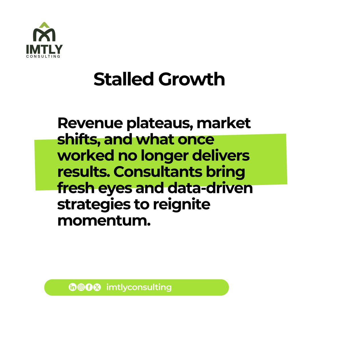 imtly_llc's tweet image. As business consultants, there are conversations which we are open to having everyday and they are centered around turning complex problemd into clear strategies that drive measurable results. 

Which of these challenges sounds familiar to your business? 

#IMTLY #IMTLYConsulting