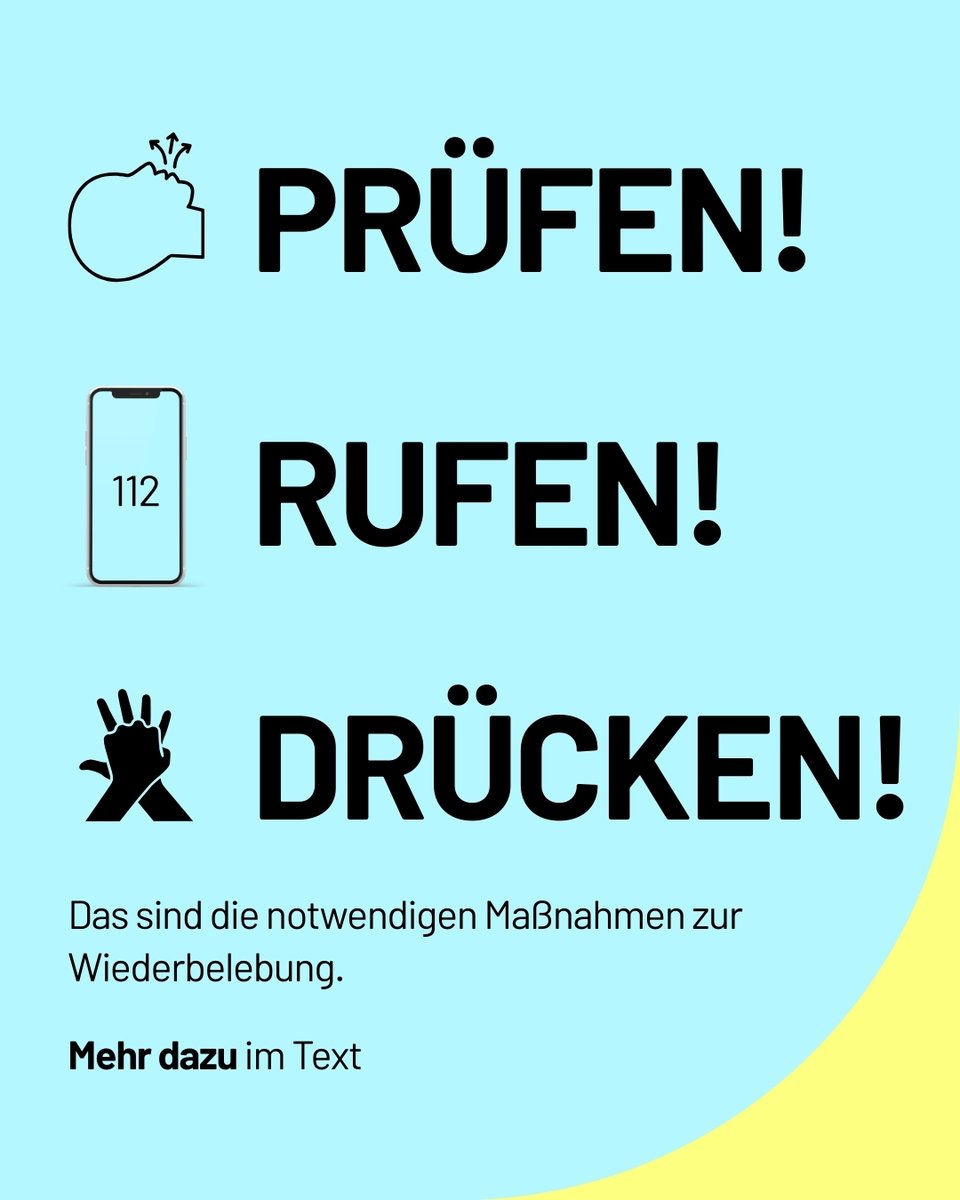 Heute beginnt die Woche der Wiederbelebung. Als Schirmherrin des Nationalen Aktionsbündnisses Wiederbelebung sagt <a href="/ninawarken/">Nina Warken</a>: „Wiederbelebung ist ganz einfach, jede Person kann Leben retten. Wichtig ist, überhaupt zu handeln.“ Mehr Infos finden Sie unter wiederbelebung.de.